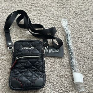 MZ Wallace Micro Crossbody Black new with Quilted with silver hardware